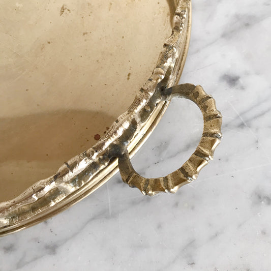 Vintage Round Vintage Brass Tray with Handles
