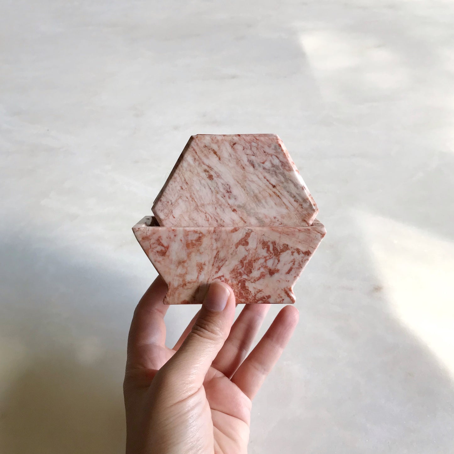 Set of Vintage Pink Marble Coasters