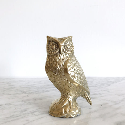 Large Vintage Brass Owl