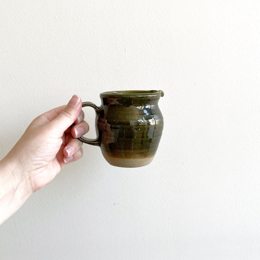 Vintage Green Pottery/Creamer with Handle