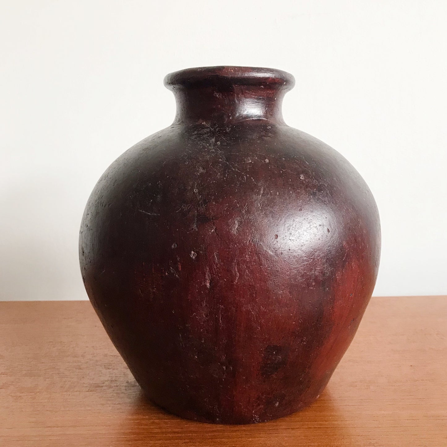 XL Clay Vase, Burgundy Red