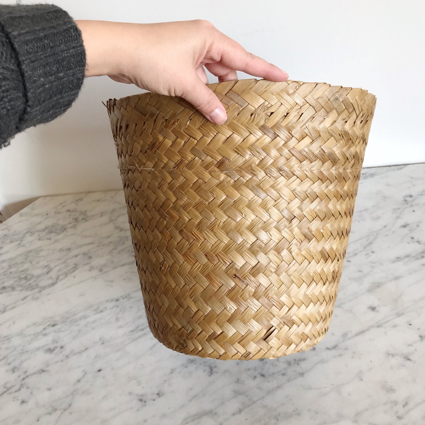 Large Vintage Woven Grass Planter Basket