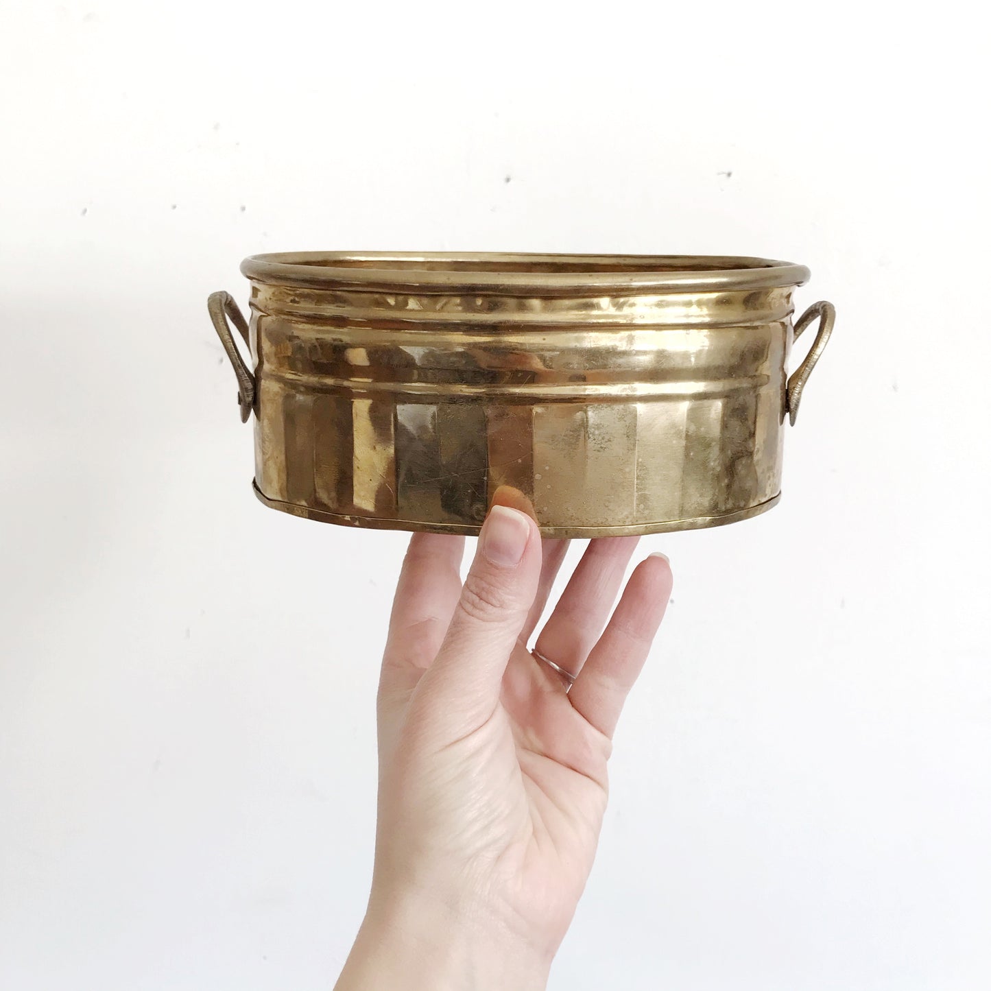 Pair of Vintage Oval Brass Planters