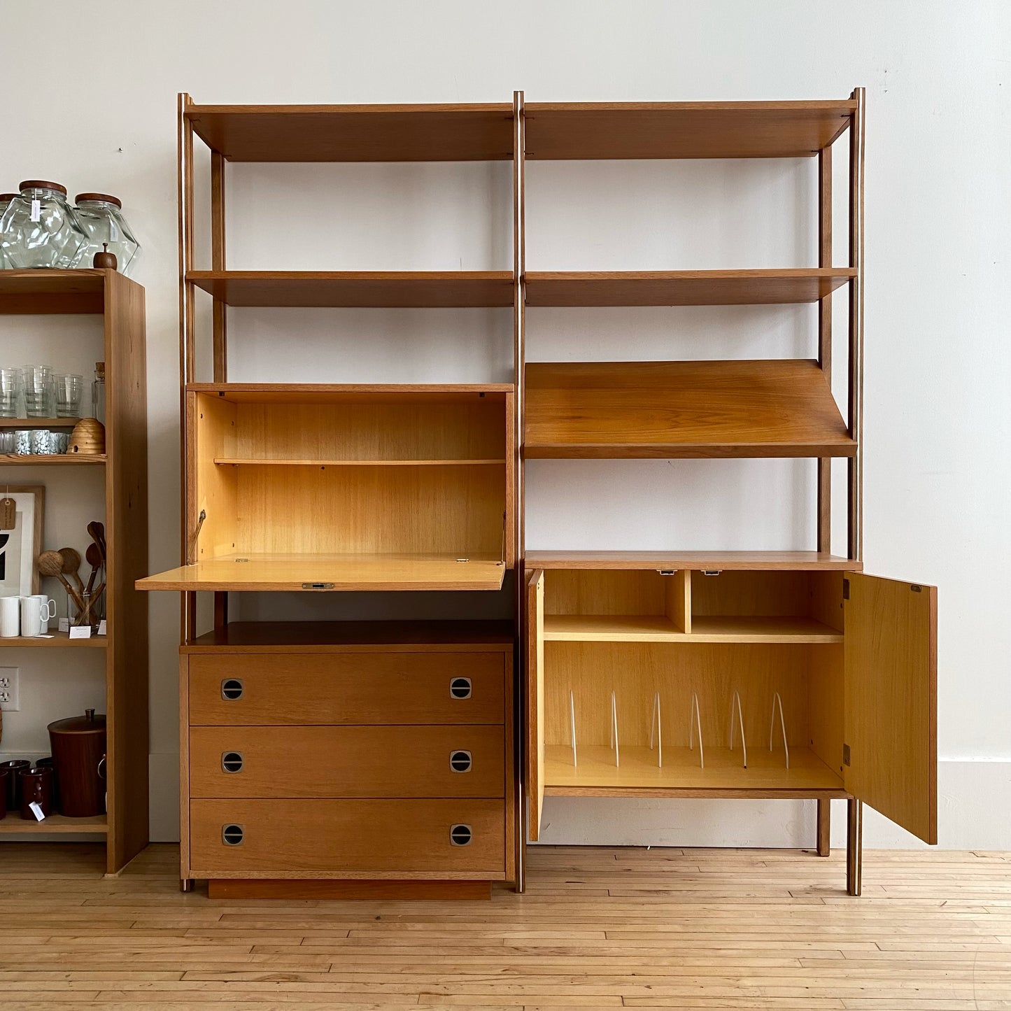 Vintage Modular Teak Desk Wall Unit