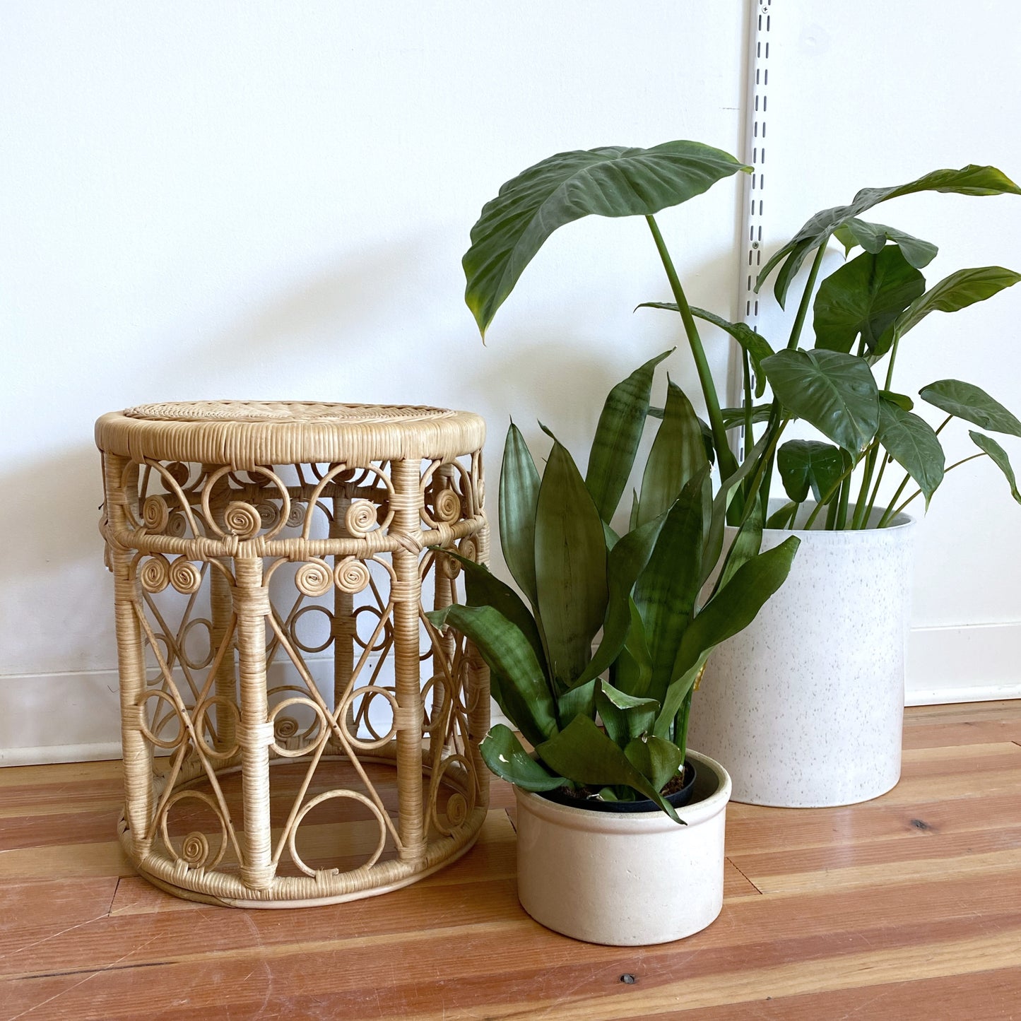 Vintage Wicker Stool / Plant Stand