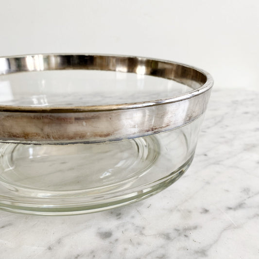 Mid Century Modern Glass Serving Bowl, 8.75"