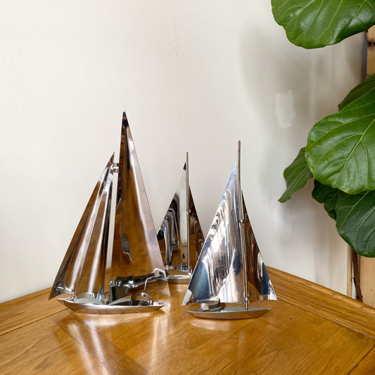 Set of 3 Vintage Steel Sailboats