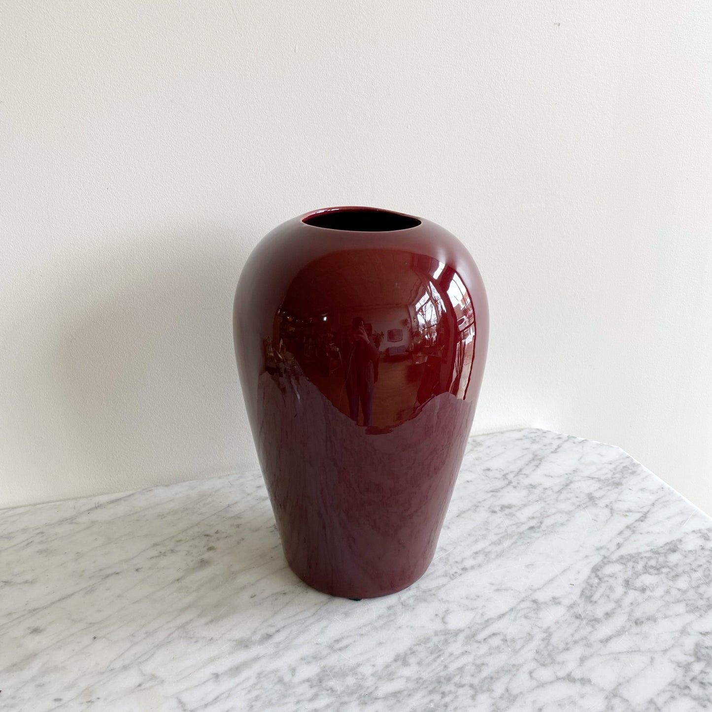 Oversized Vintage Burgundy Ceramic Vase by Haeger, 13”