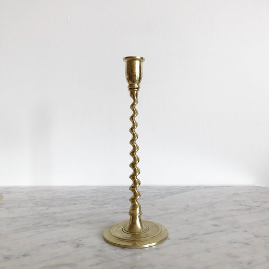 Tall Vintage Spiral Brass Candle Holder
