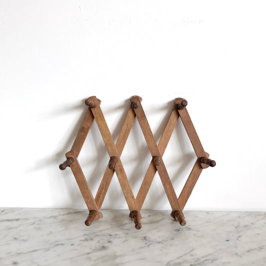 Vintage Wooden Accordion Peg Rack