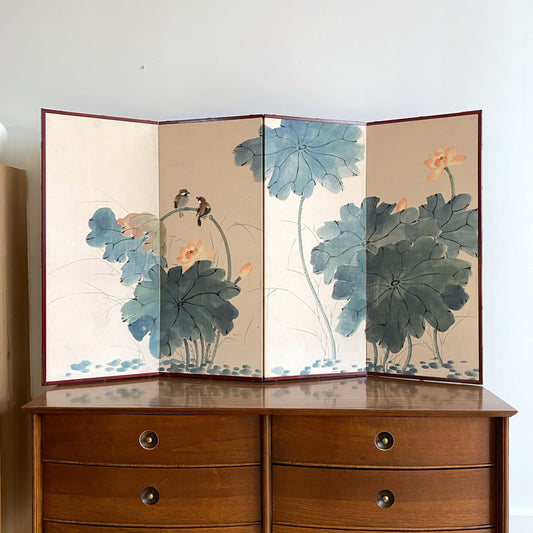Vintage Hand-Painted Folding Screen / Room Divider