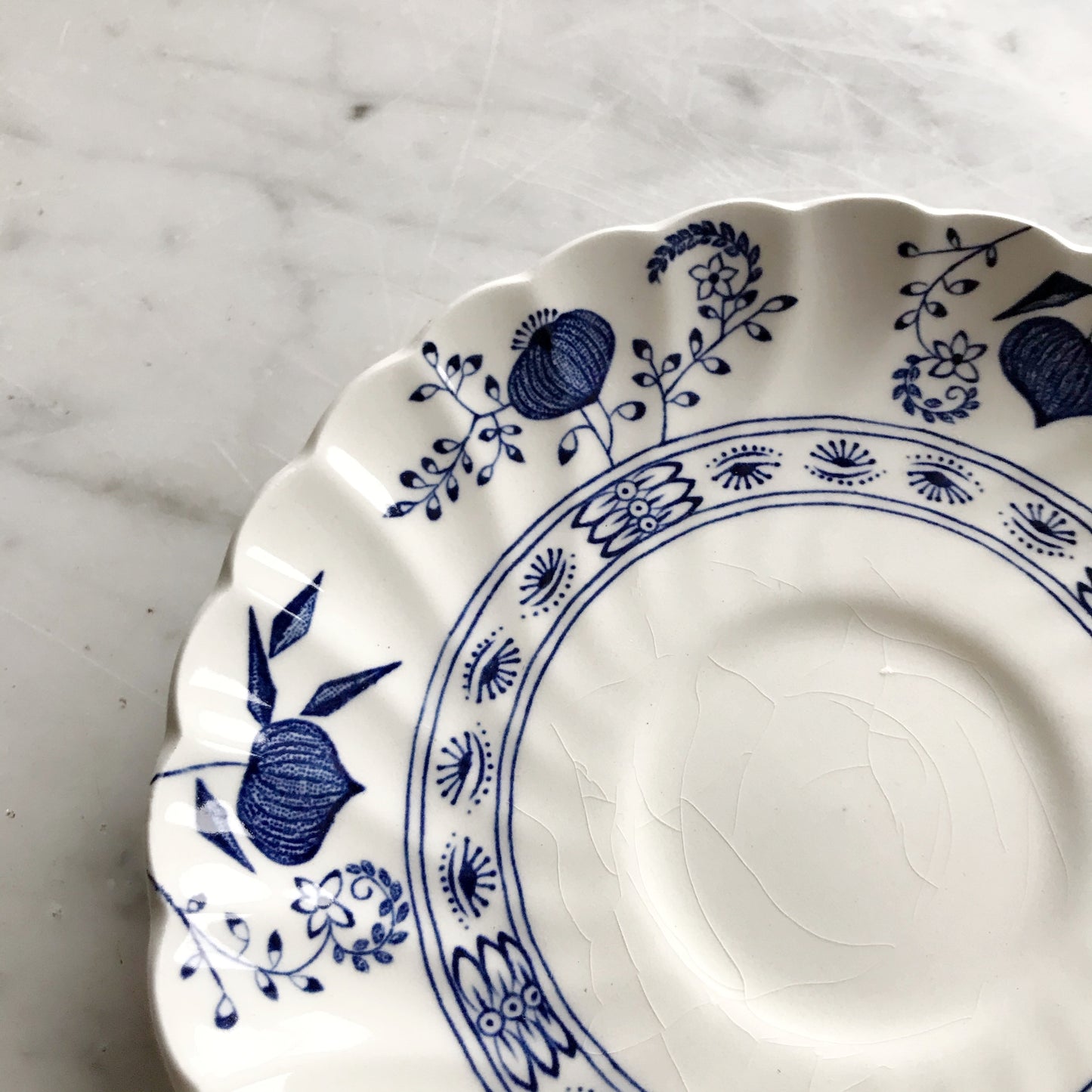 Set of 6 Vintage Ironstone "Blue Nordic" Saucers, England