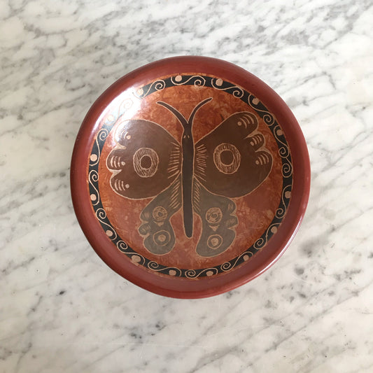 Vintage Clay Butterfly Bowl, Costa Rica
