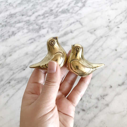 Pair of Vintage Brass Love Birds