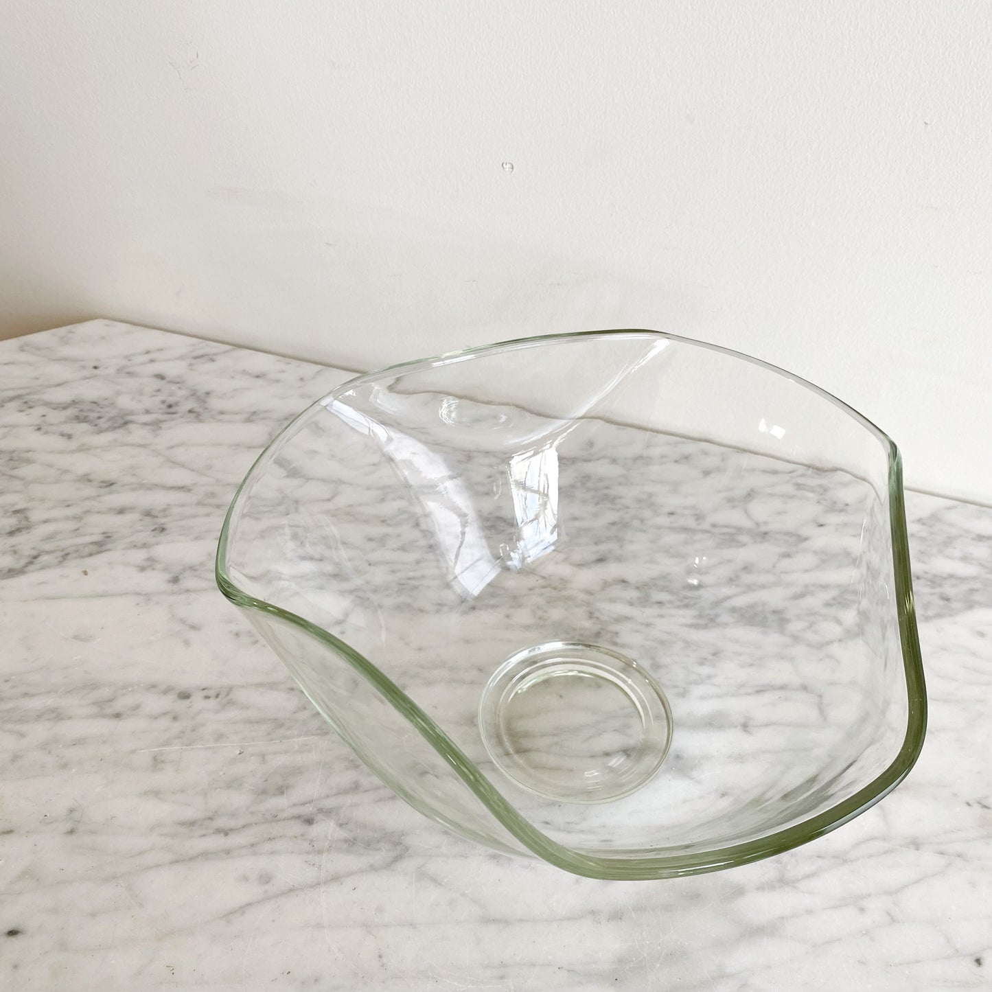 Vintage Triangular Glass Serving Bowl, 9.25"