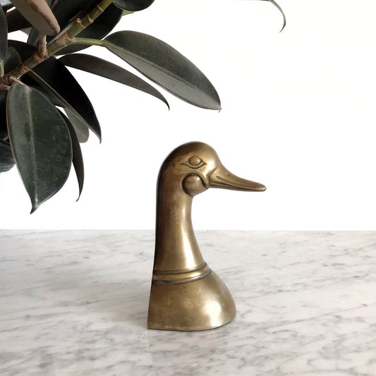Vintage Brass Duck Bookend
