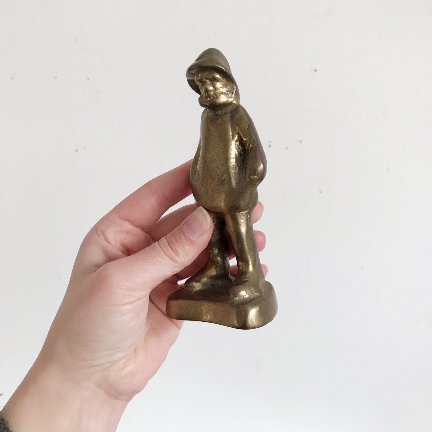 Vintage Solid Brass Fisherman Figure