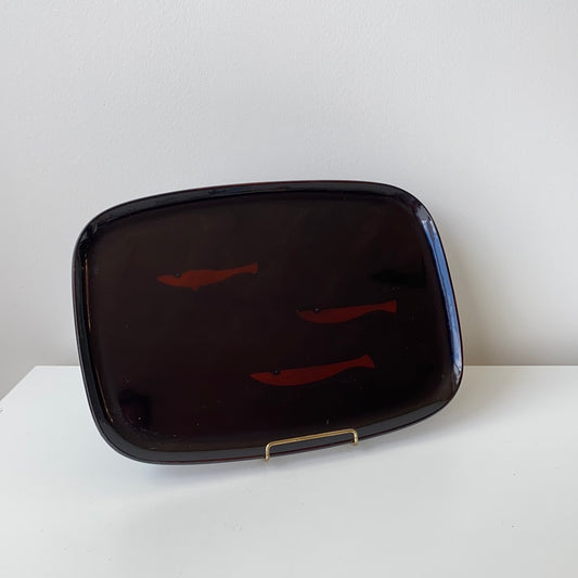 Vintage MCM Lacquered Tray with Fish