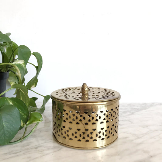 Large Vintage Brass Container