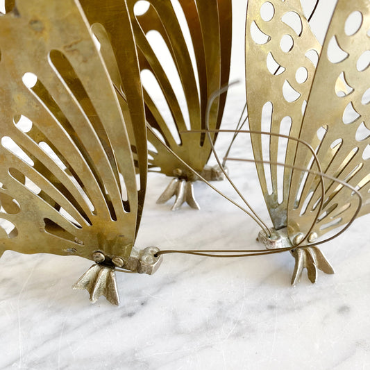 Set of 3 Vintage Brass Butterflies