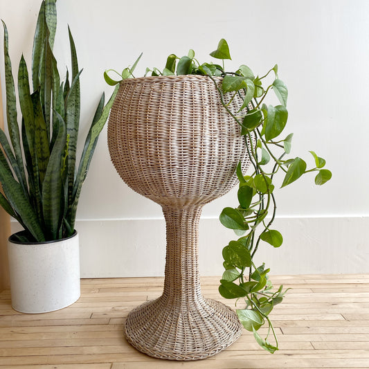 XL Vintage Sculptural Wicker Planter