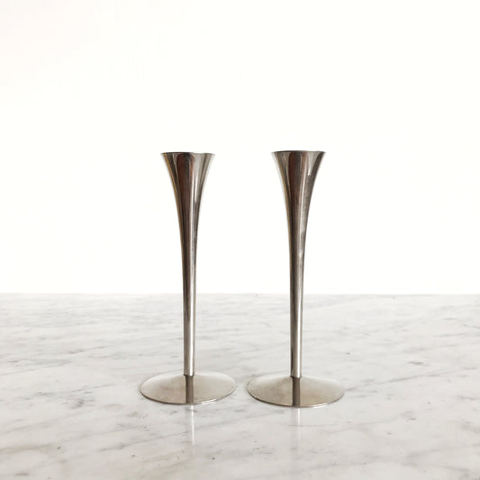 Pair of Slender Silver Candle Holders, Germany