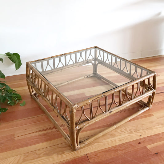 XL Vintage Rattan Coffee Table (38 x 38)