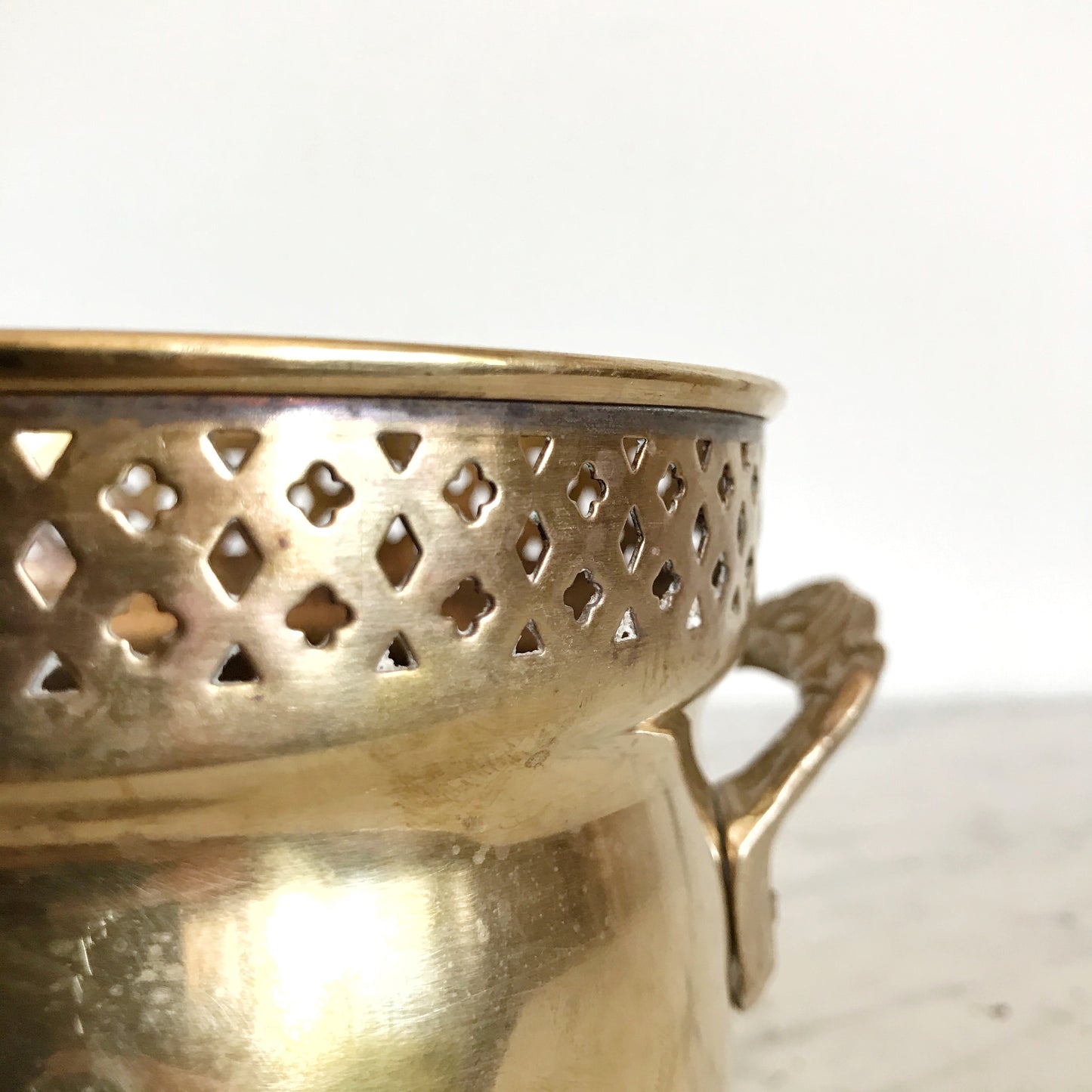 Vintage Brass Planter with Cutouts