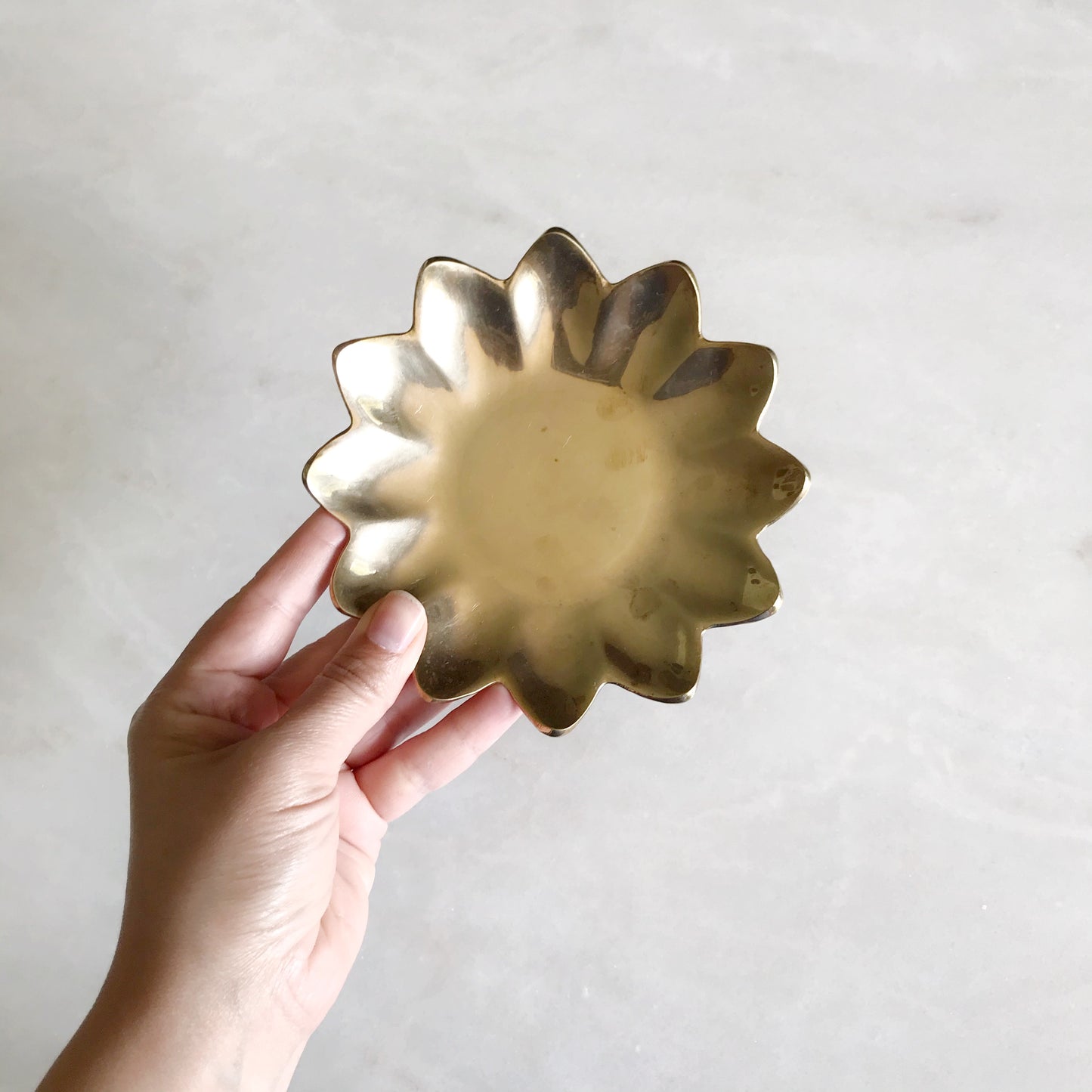 Vintage Solid Brass Flower Dish