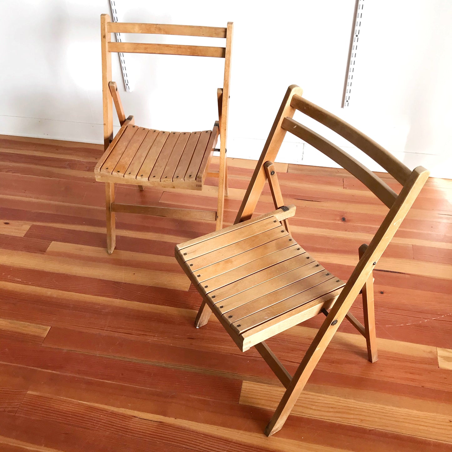 Pair of Vintage Wooden Folding Chairs
