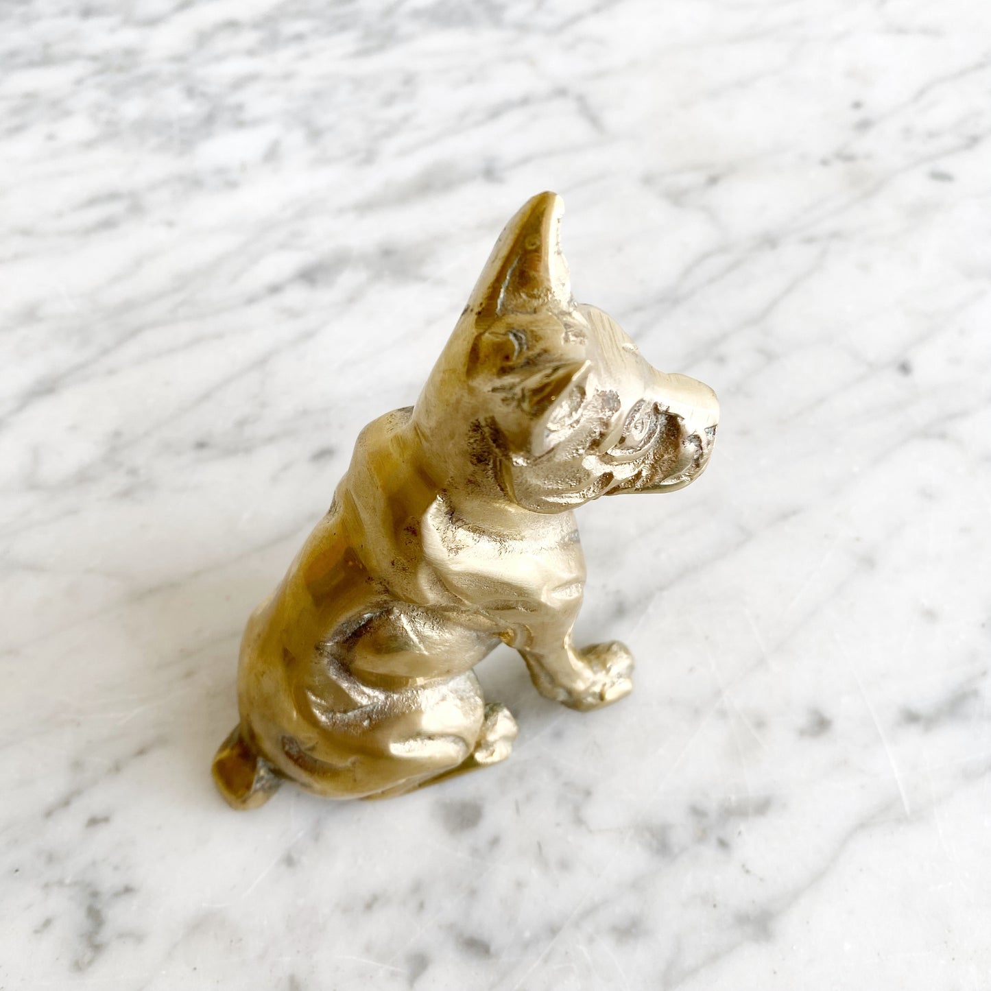 Vintage Brass Boxer / Terrier Dog, 5”