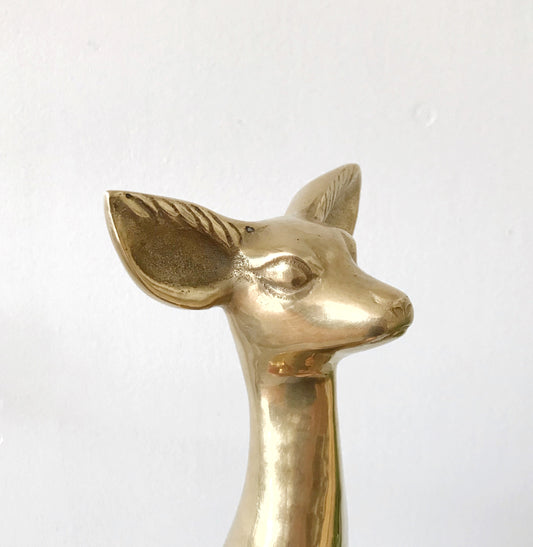 Vintage Brass Deer Bookend Statue