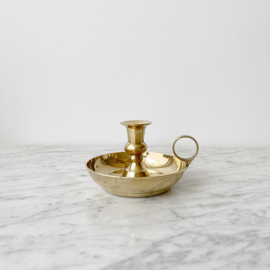 Vintage Solid Brass Candle Holder with Drip Tray