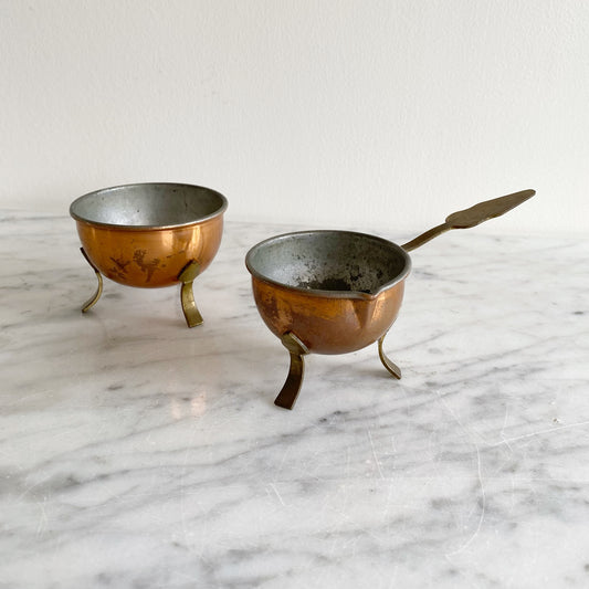 Pair of Vintage Copper Footed Cups