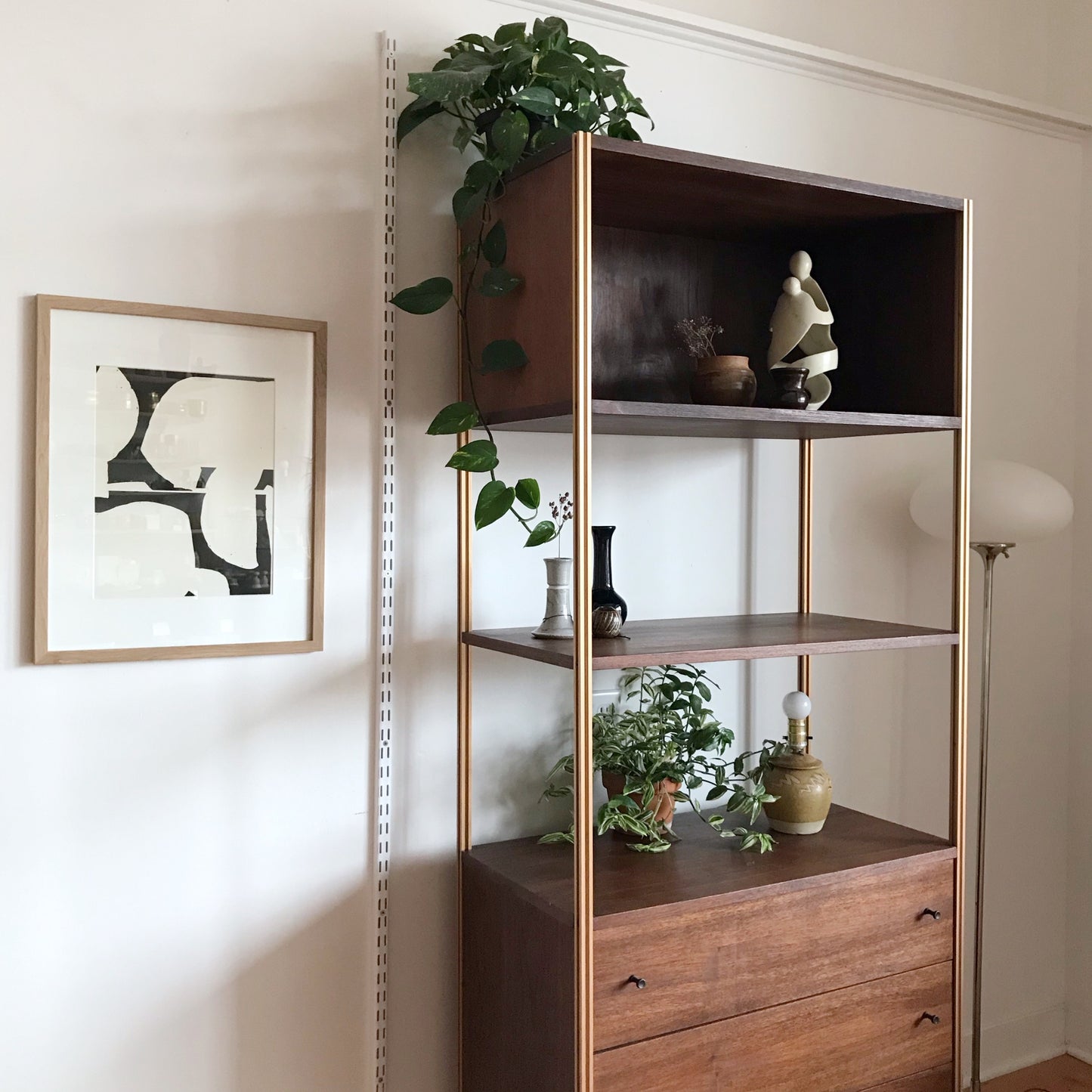 Vintage MCM Cabinet with Shelving