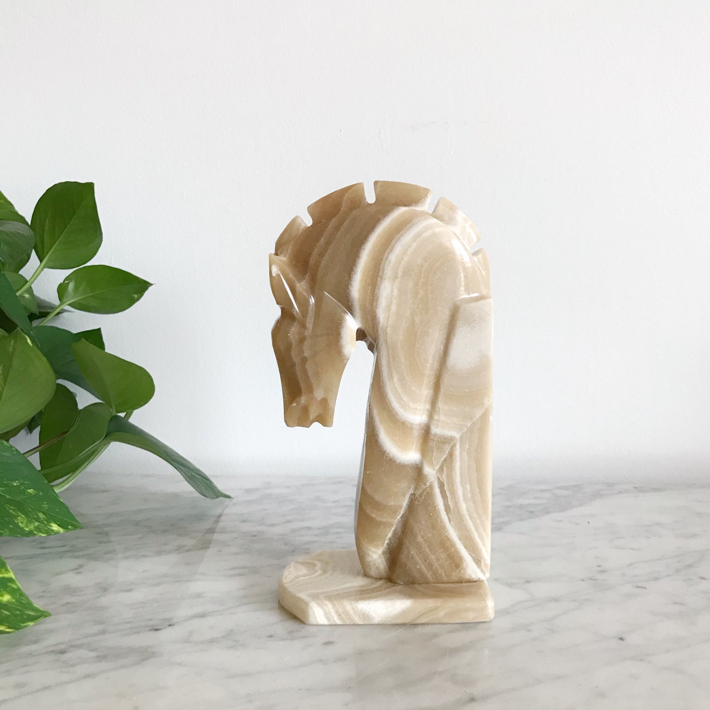 Large Vintage Marble Horse Statue / Bookend