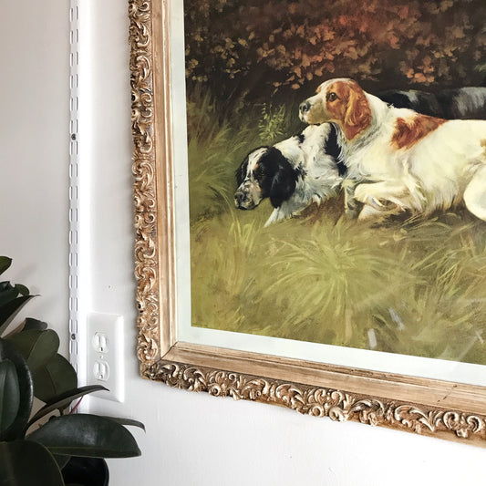 Vintage Framed Art Print, Hunting Dogs