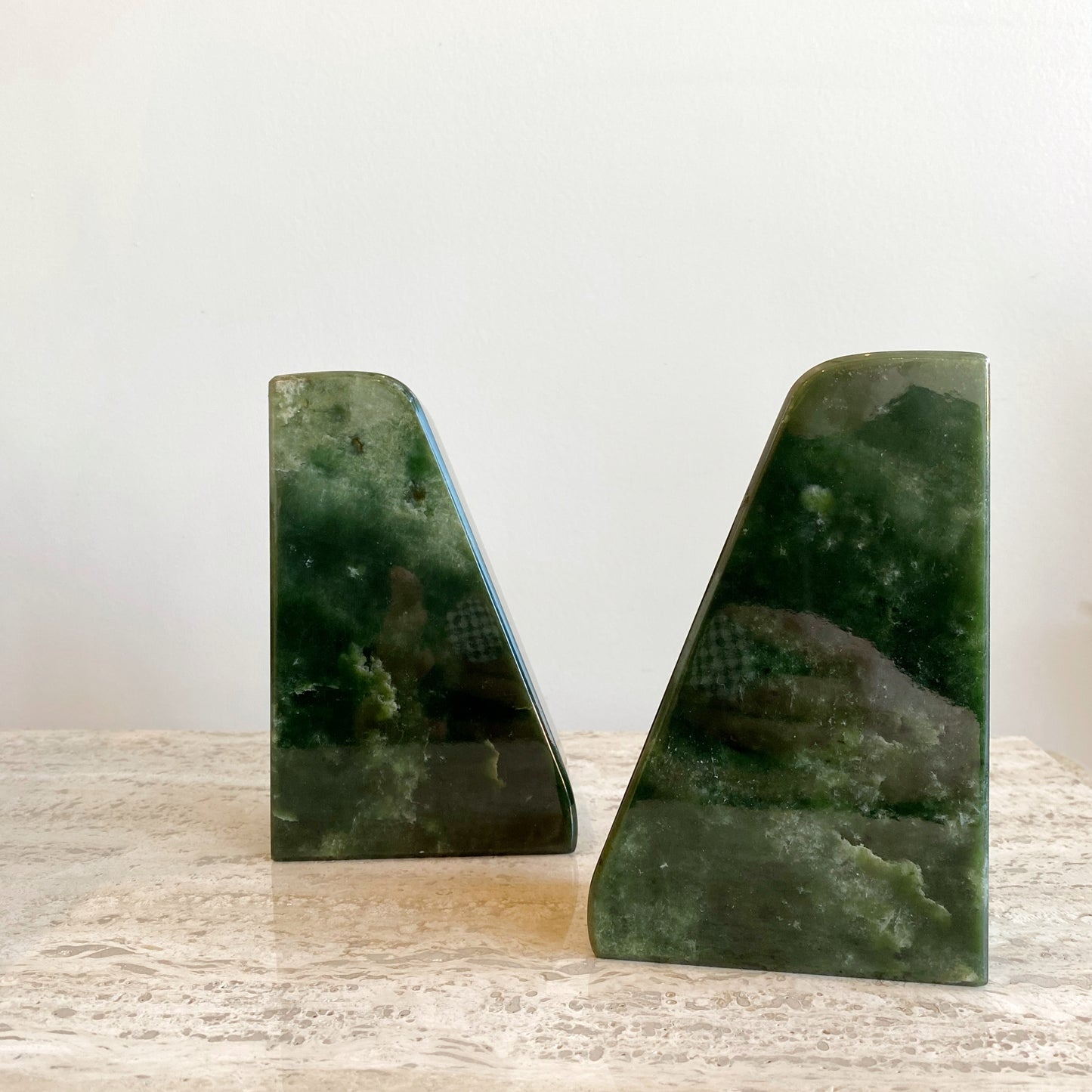 Vintage Green Stone Bookends