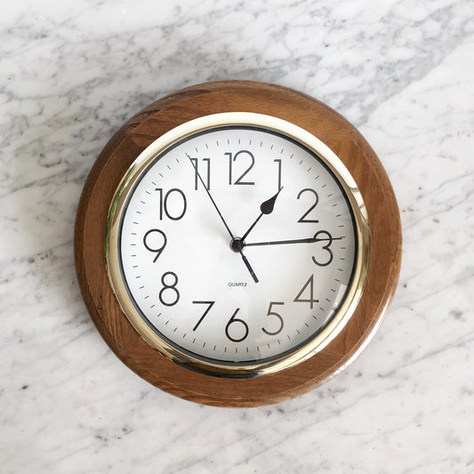 Vintage Analog Wall Clock, Wood Frame