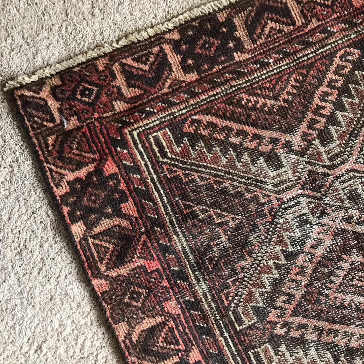 Vintage Persian Rug with Diamond Pattern (3.4 x 6)
