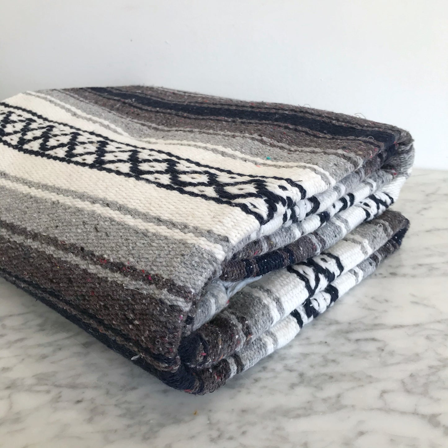 Vintage Hand-Loomed Woven Blanket, Mexico