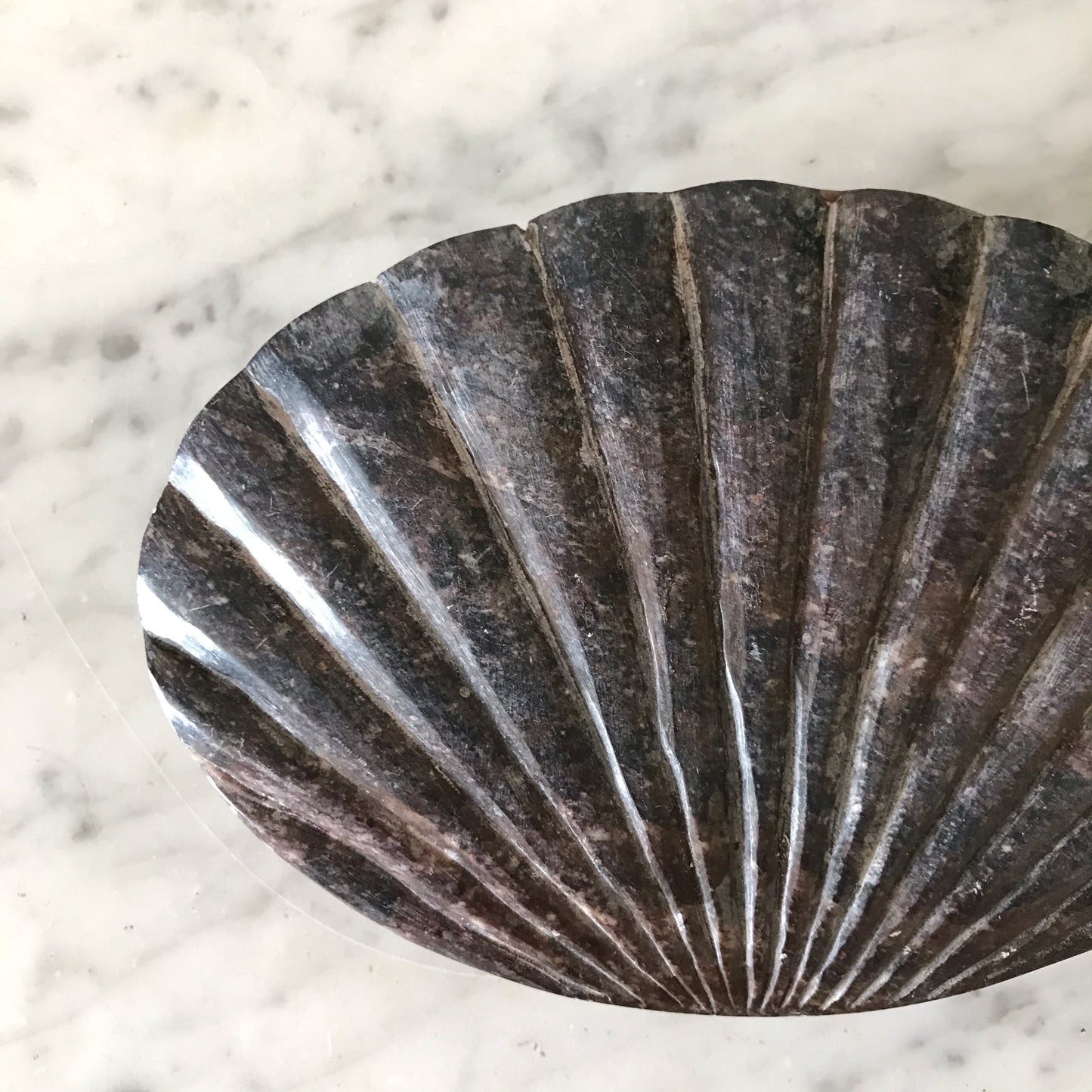 Vintage Carved Marble Seashell Box