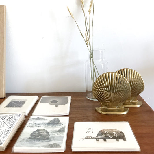 Pair Brass Seashell Bookends