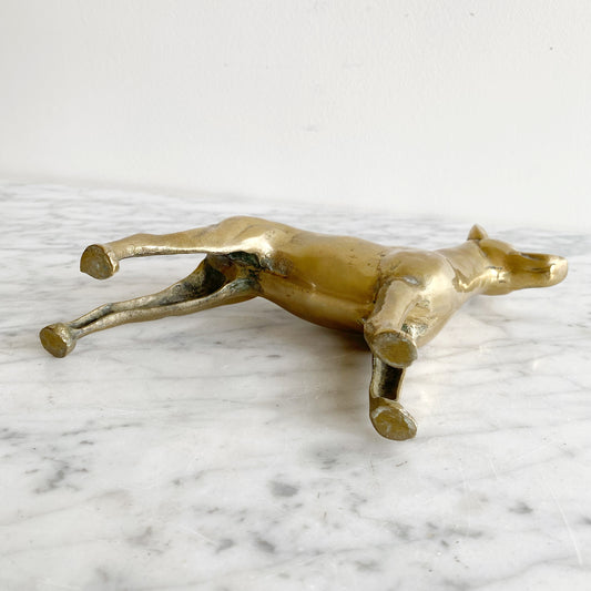 Large Vintage Brass Dog: Doberman Pinscher
