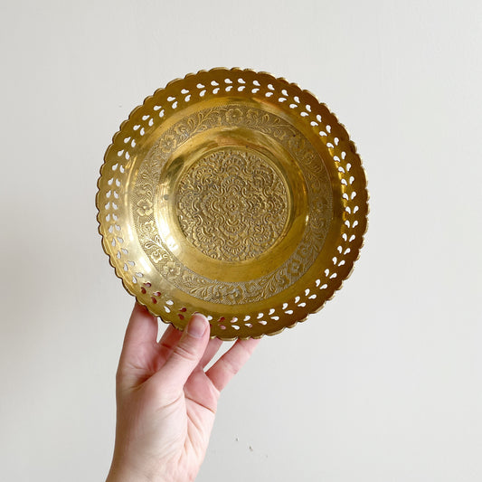 Vintage Decorative Brass Bowl, 7.75”