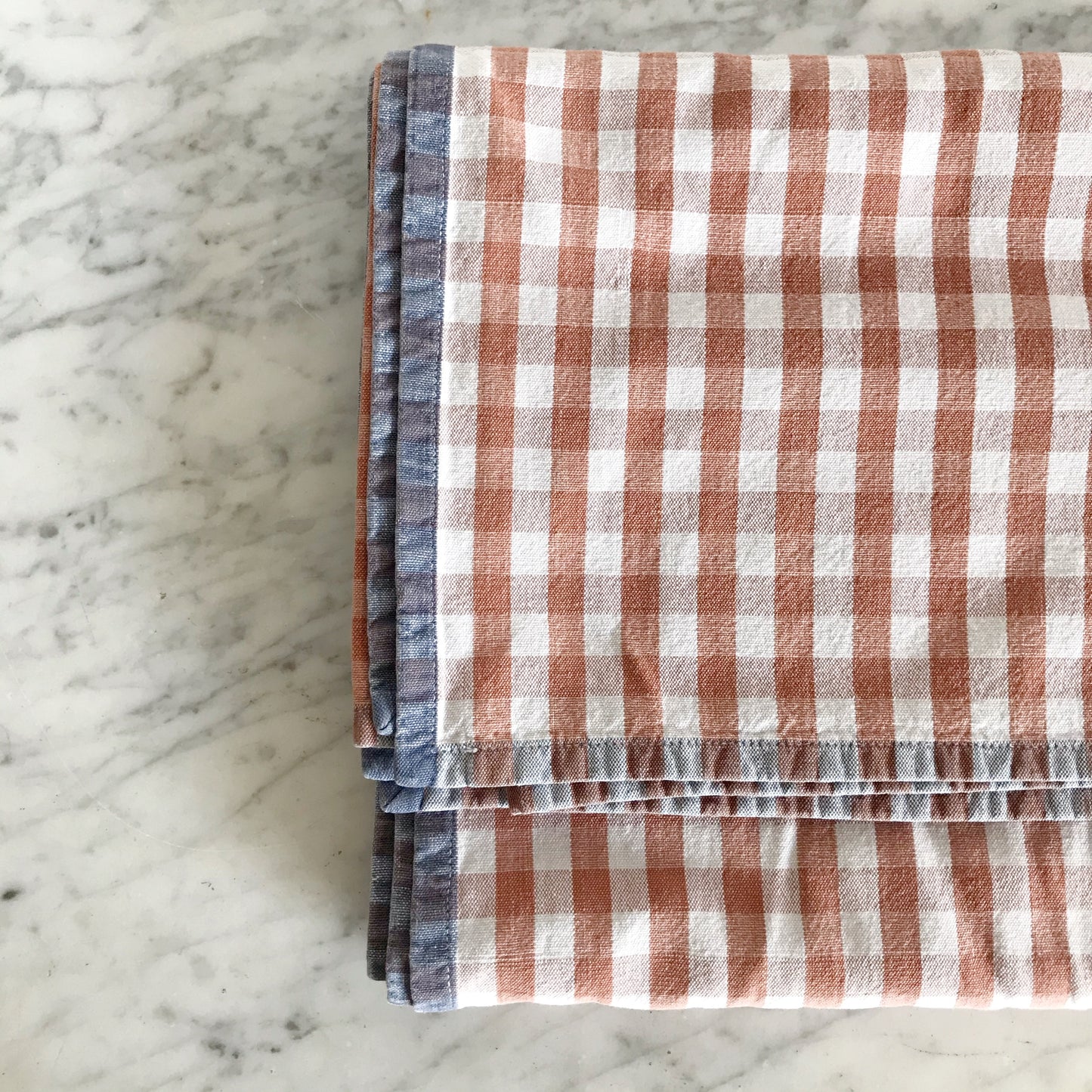 Cotton Tablecloth, Rust + White Check