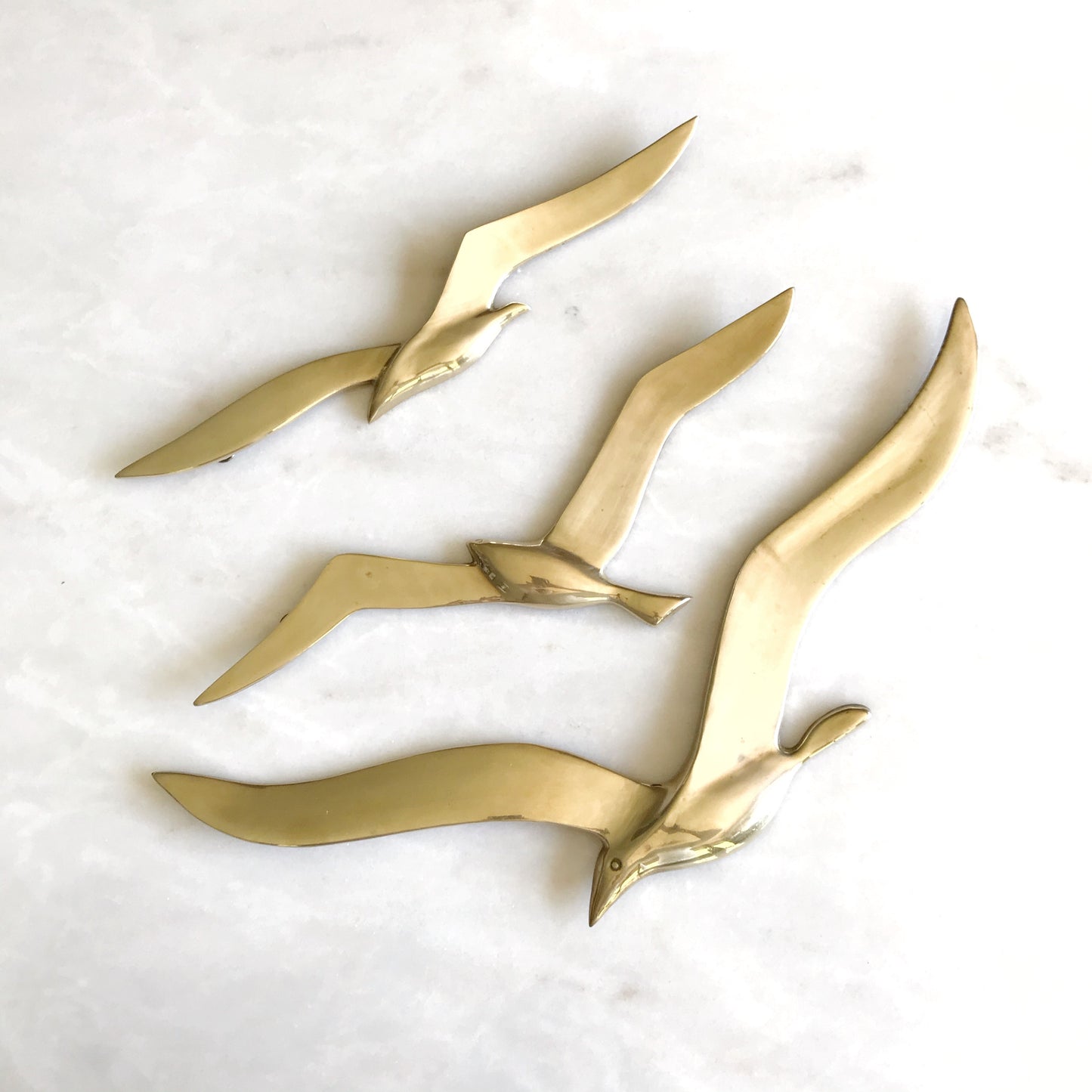 Set of Vintage Brass Birds // Seagulls