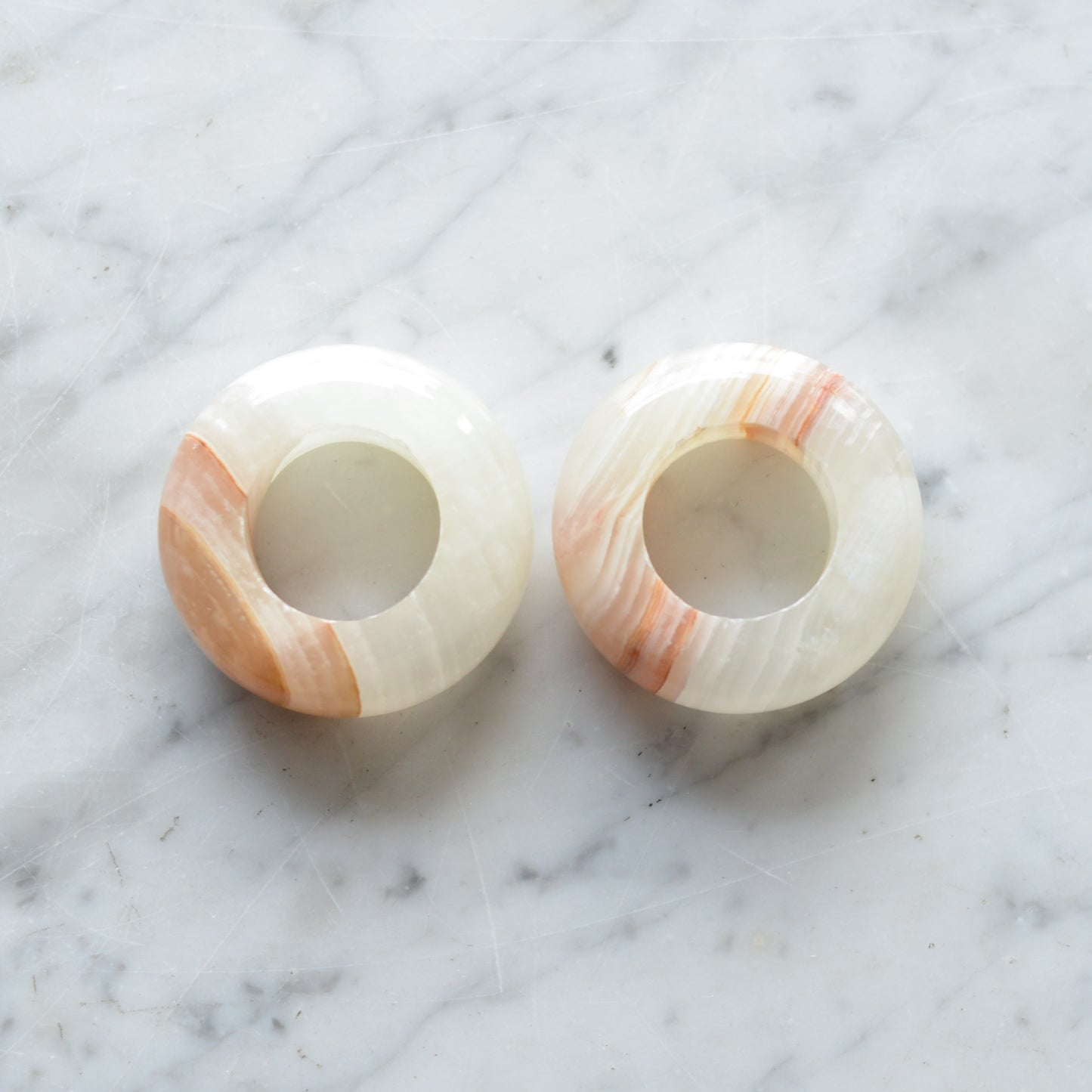 Pair of Vintage Onyx Marble Napkin Rings