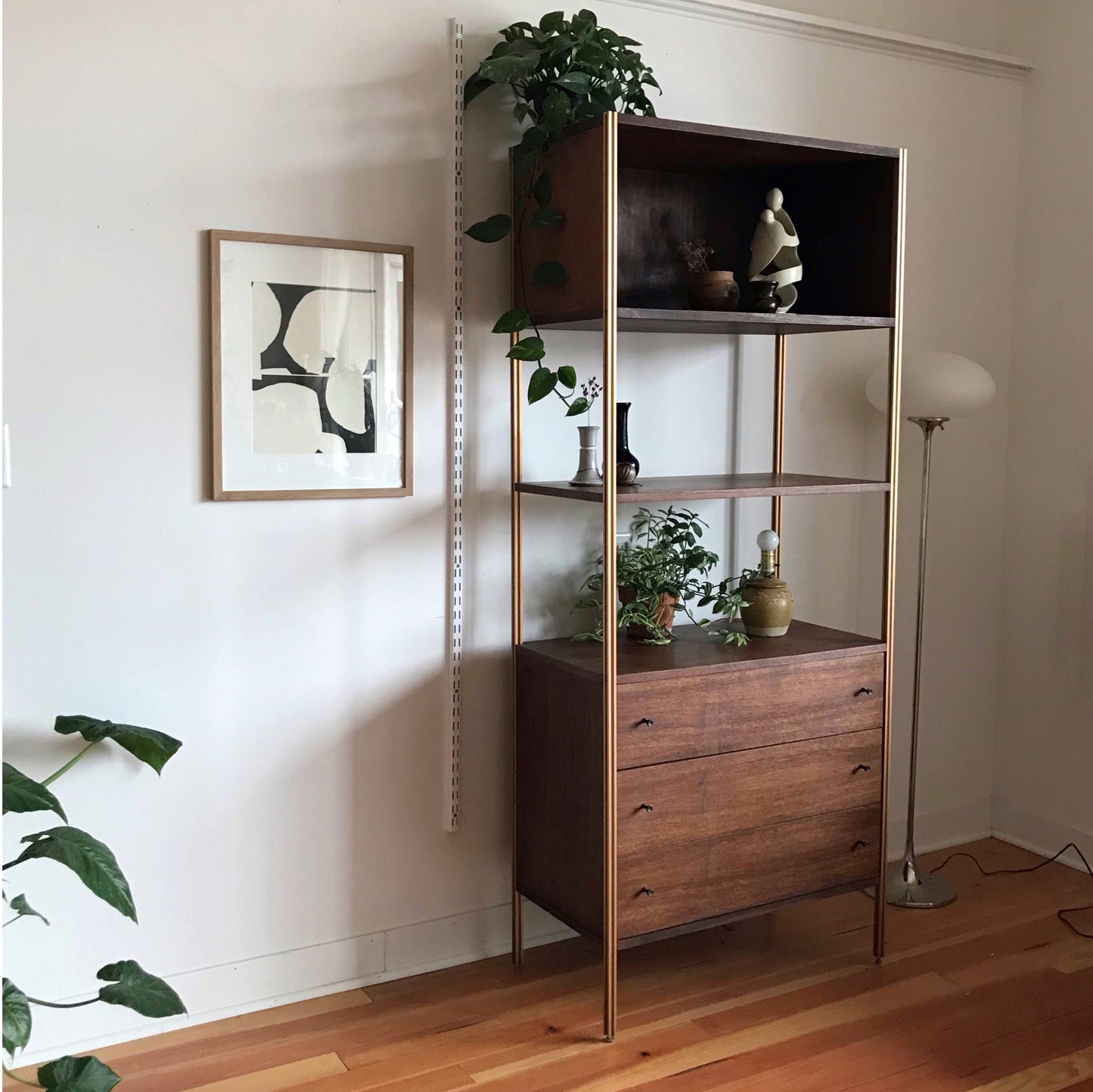 Vintage MCM Cabinet with Shelving