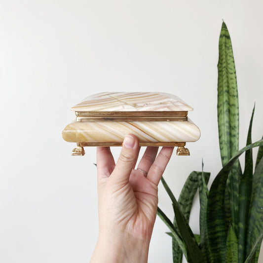 Vintage Onyx Marble Jewelry Box